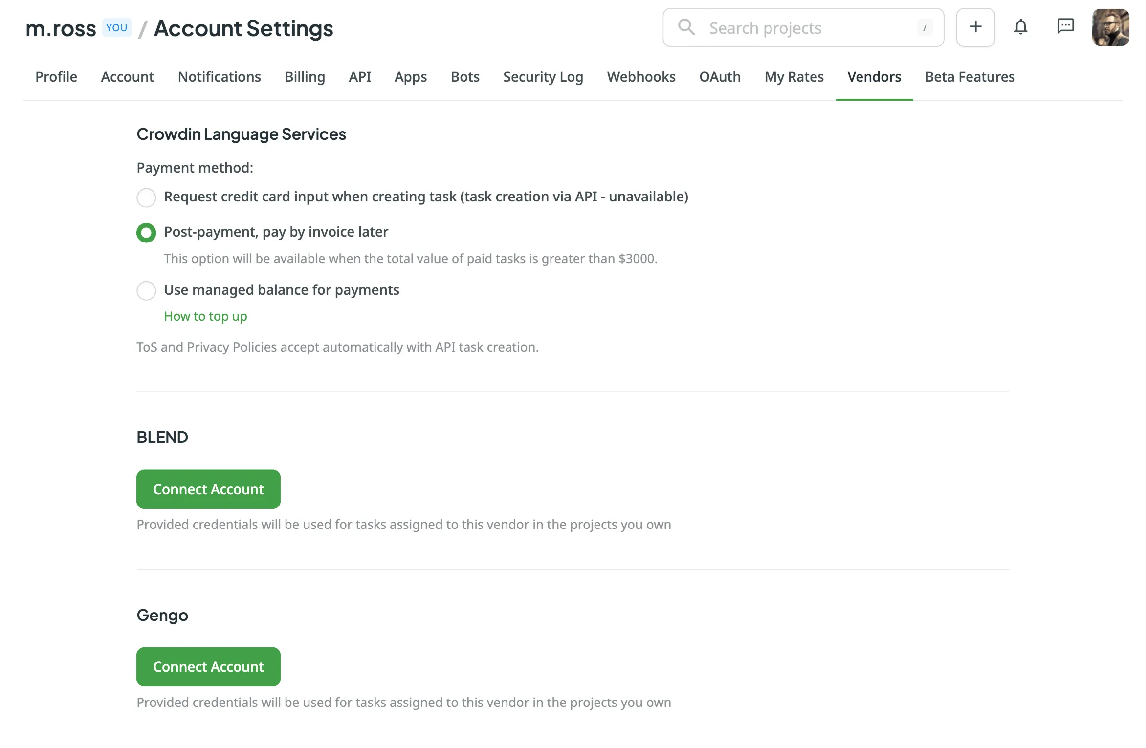 Connect Vendors